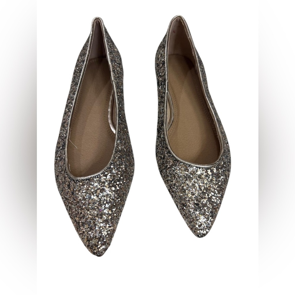 ASOS Silver Dress Shoes Sparkly Slip-On Flats